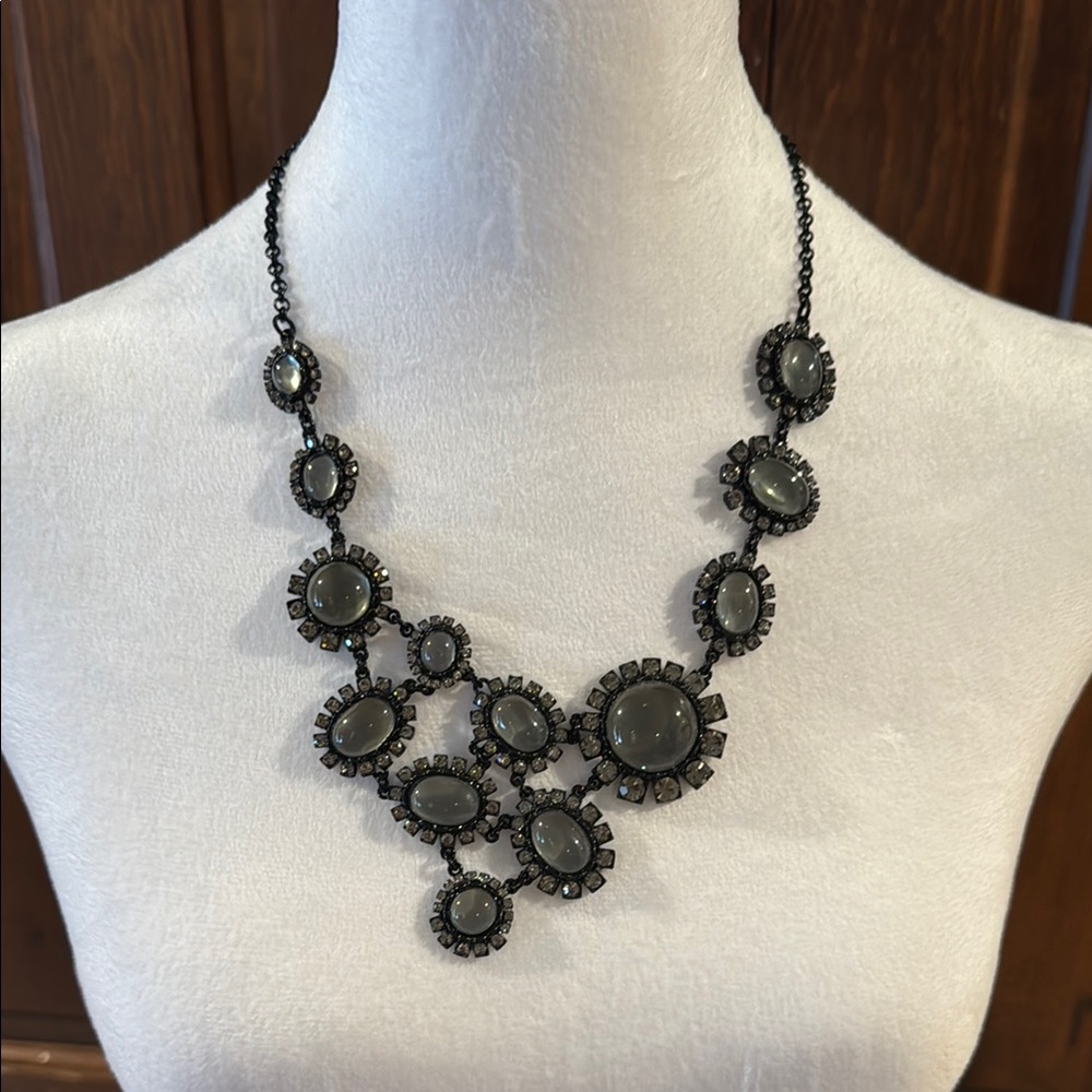 J. Crew Black Floral Statement Necklace